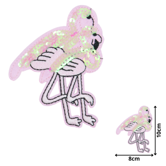 Flamingo 02 (SEQ050) - Sequin Embroidered Patches