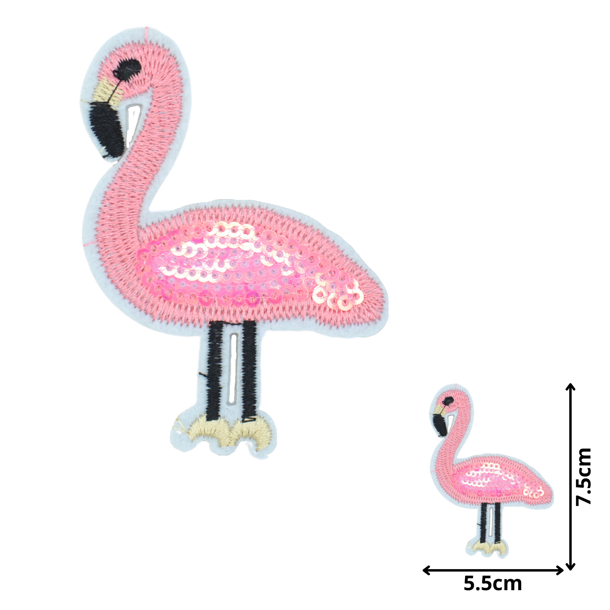 Flamingo 03 (SEQ051) - Sequin Embroidered Patches - CelloExpress