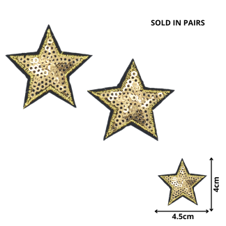 Military Stars Gold Pair (SEQ070) - Sequin Embroidered Patches