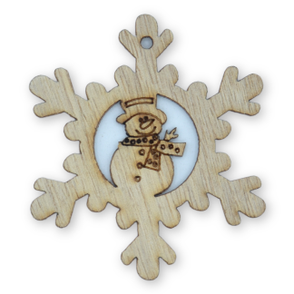 Snowflake with Snowman - Christmas Wooden Shapes