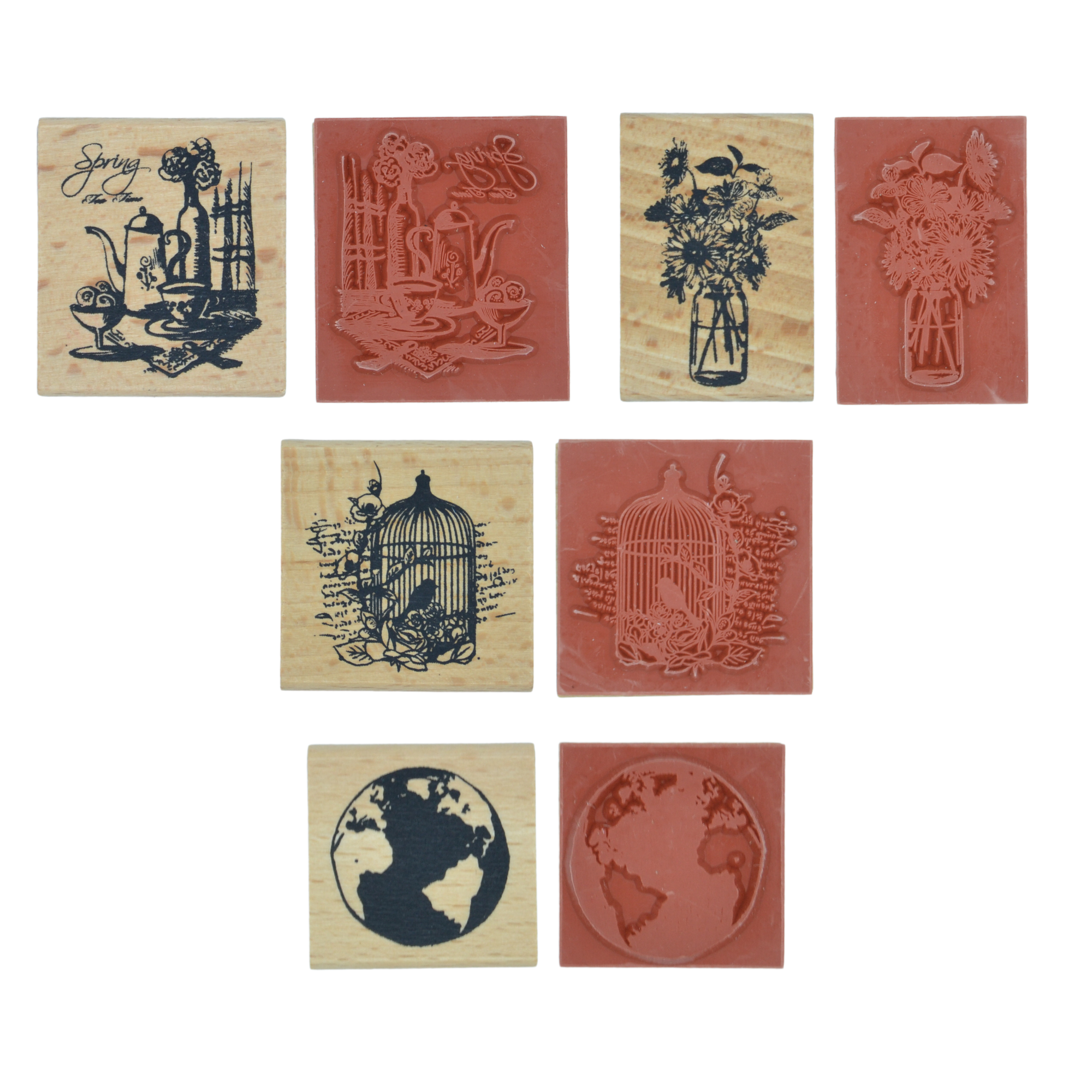 Set of 7 Rubber Stamps (Mixed 03) - Wooden Ink Stampers - Image 2