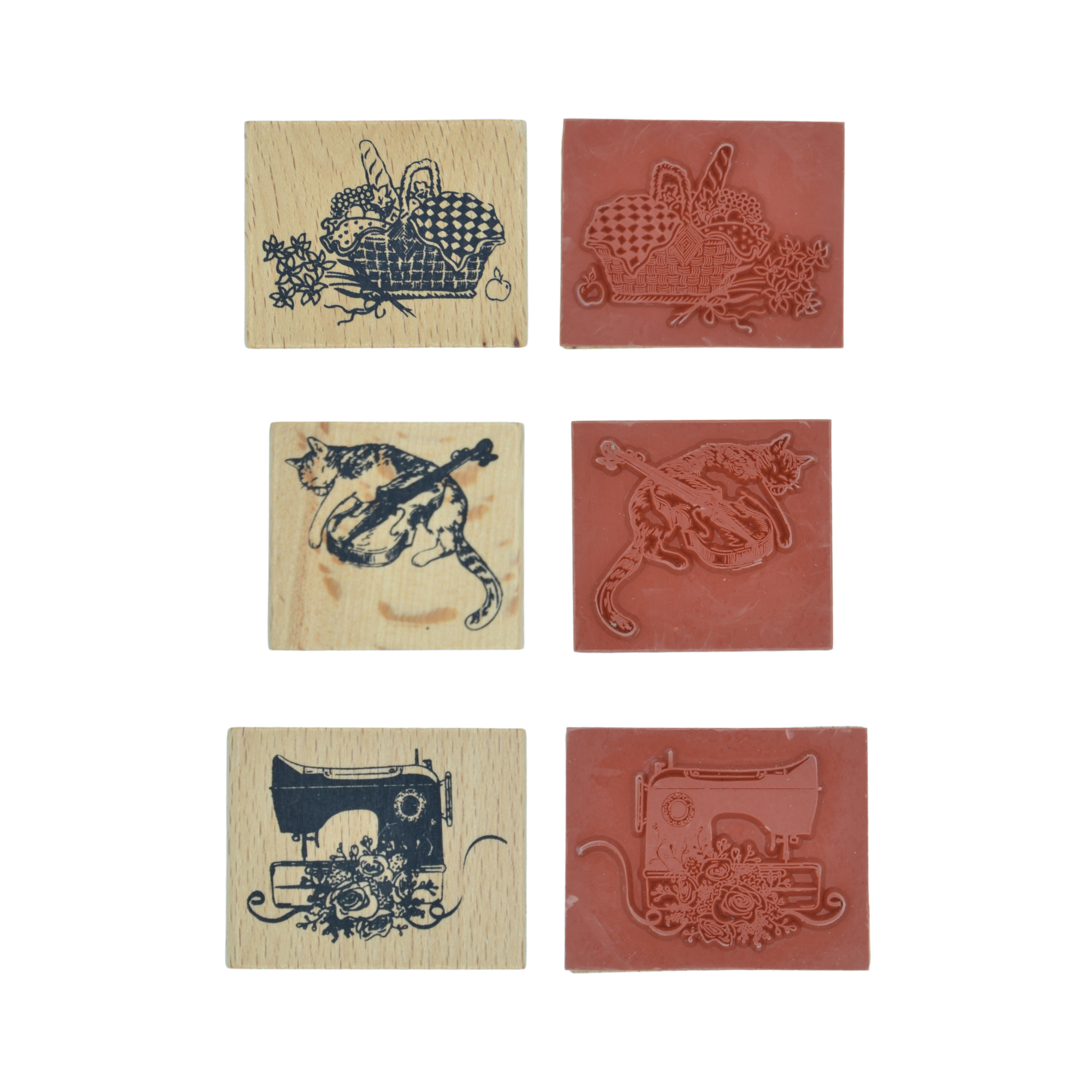 Set of 7 Rubber Stamps (Mixed 03) - Wooden Ink Stampers - Image 3