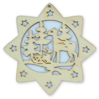 Star with Deer - Christmas Wooden Shapes