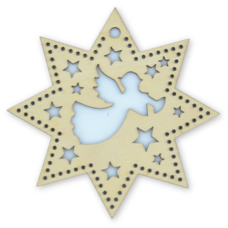 Star with Harp Angel - Christmas Wooden Shapes