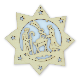 Star with Manger - Christmas Wooden Shapes