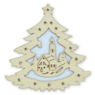 Tree with House - Christmas Wooden Shapes