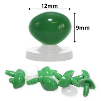 12mm x 9mm Green Triangle Nose with Plastic Backs