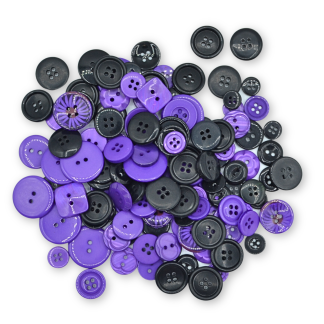 BLACK & PURPLE  -Halloween Buttons – Mixed Sizes 11mm to 25mm