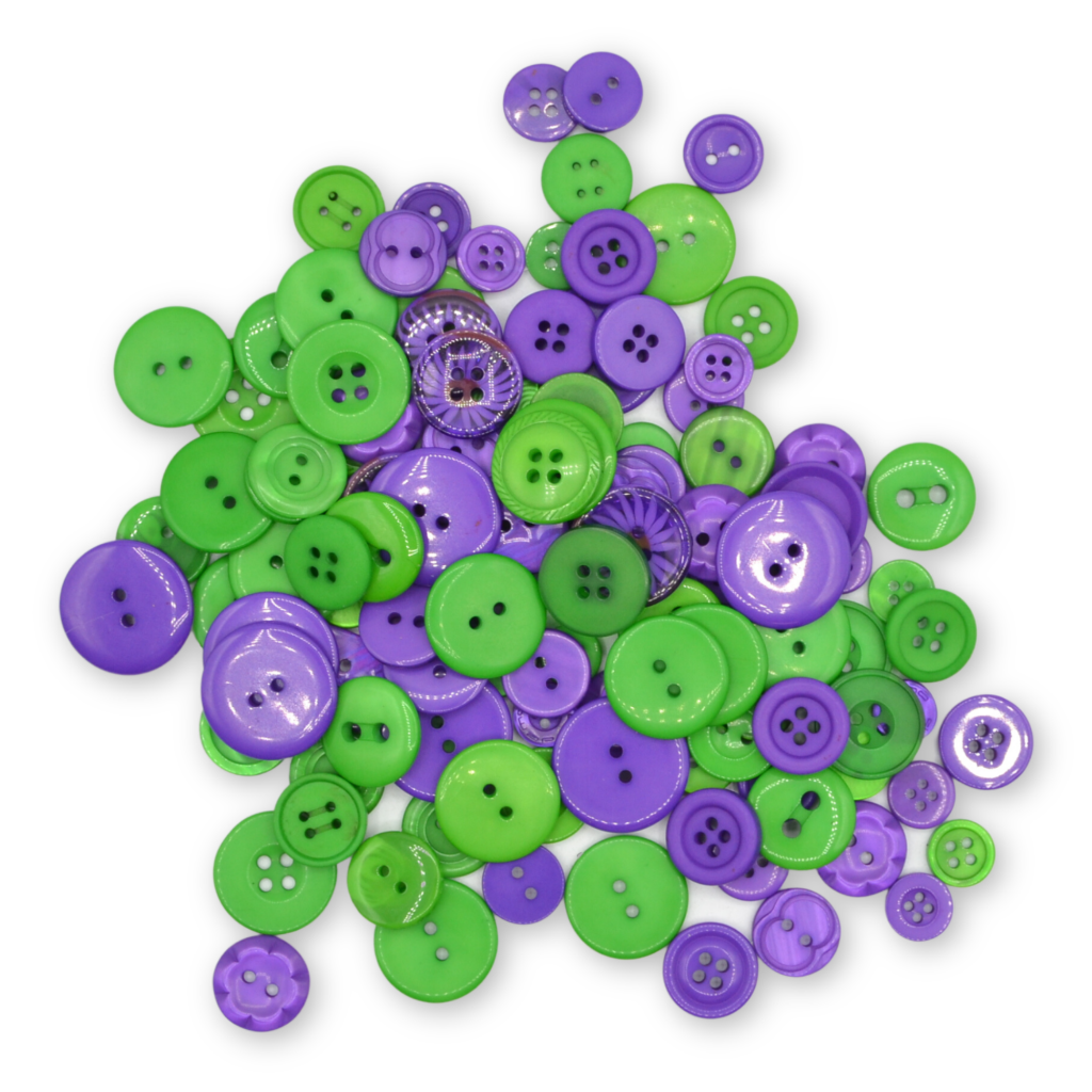 GREEN & PURPLE Halloween Buttons Mixed Sizes 11mm to 25mm