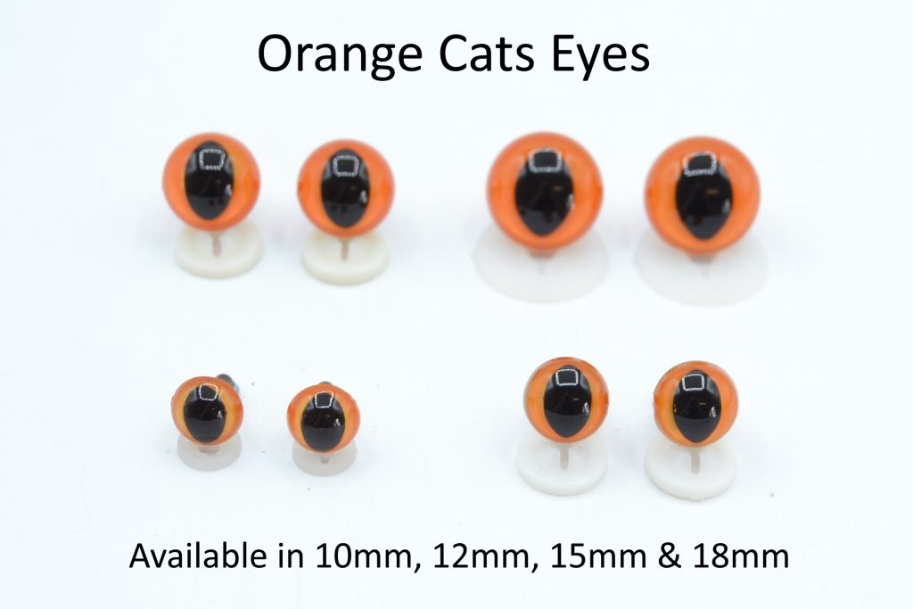 10mm Orange Cats Eyes with Plastic Backs CelloExpress