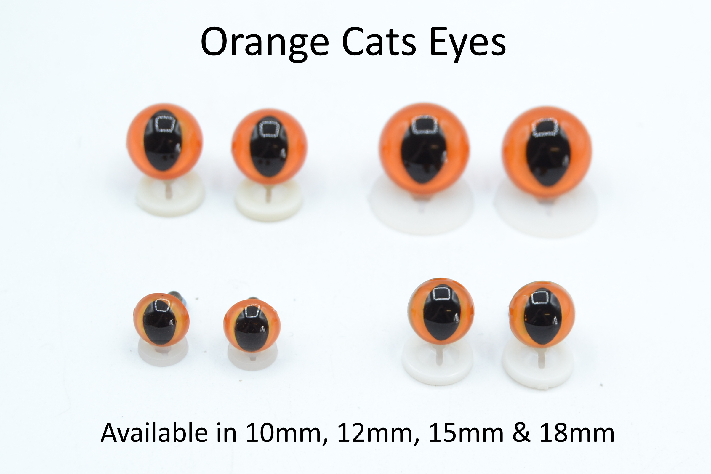10mm Orange Cats Eyes with Plastic Backs CelloExpress