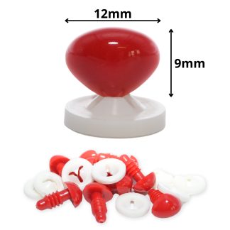12mm x 9mm Bright Red Triangle Noses (Plastic Backs) - Toy Components