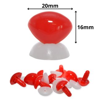 20mm x 16mm Bright Red Triangle Noses (Plastic Backs) - Toy Components