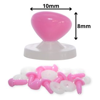 10mm x 8mm Carnation Pink Triangle Nose with Plastic Backs