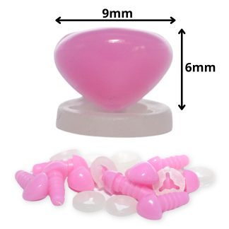 9mm x 6mm Carnation Pink Triangle Nose with Plastic Backs