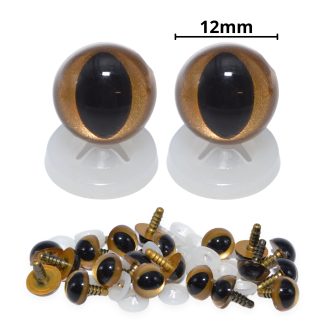 12mm Gold Cats Eyes with Plastic Backs