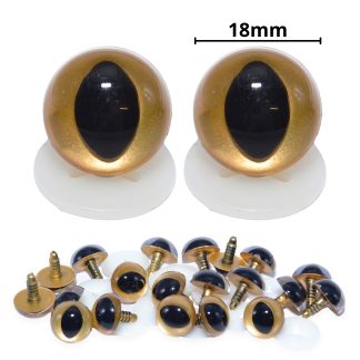 18mm Gold Cats Eyes with Plastic Backs