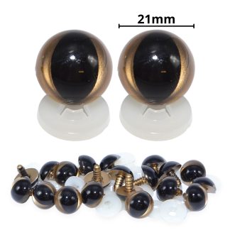 21mm Gold Cats Eyes with Plastic Backs