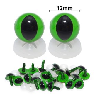 12mm Green Cats Eyes with Plastic Backs