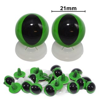 21mm Green Cats Eyes with Plastic Backs