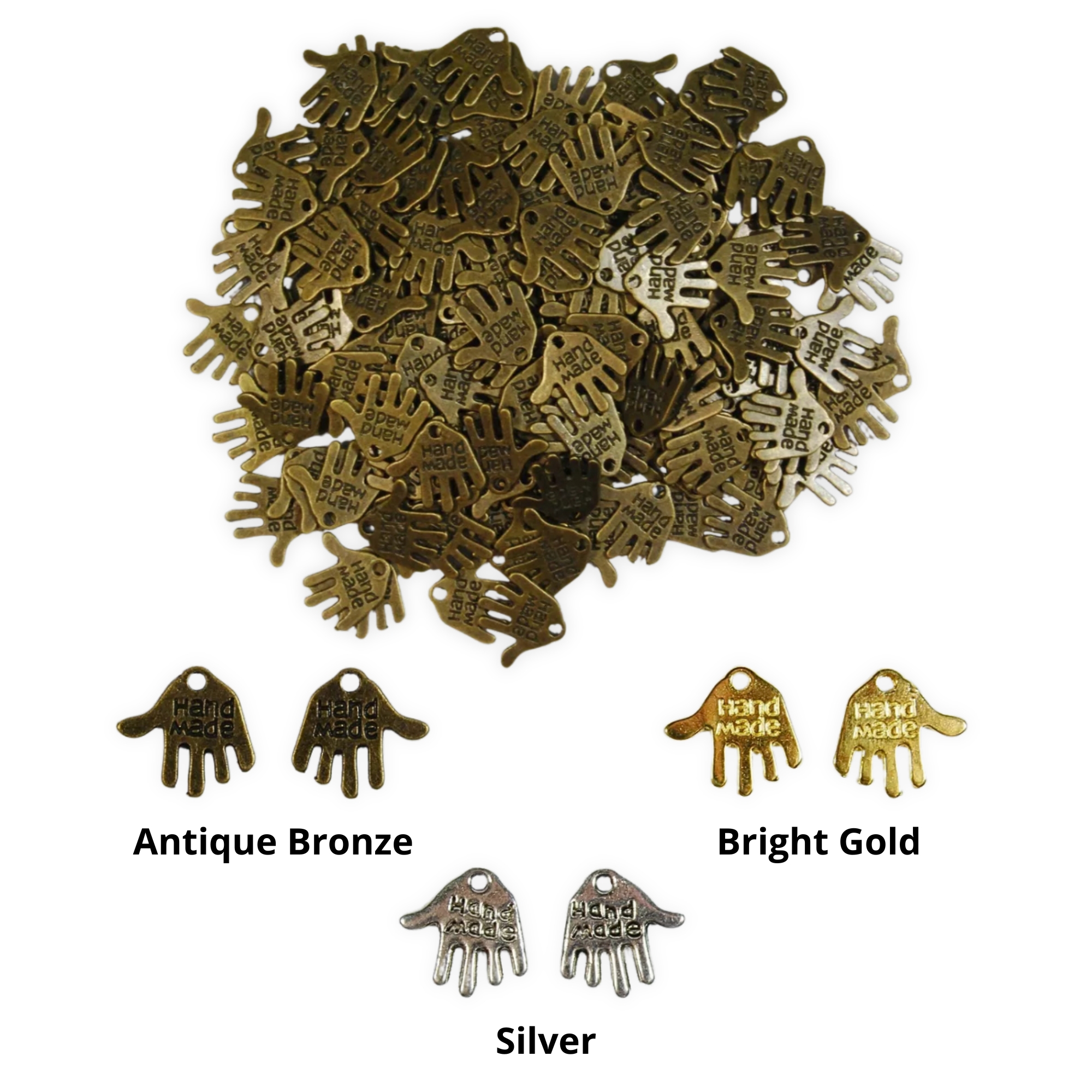 Handmade Hands Silver - Mini Metal Charms - Image 2