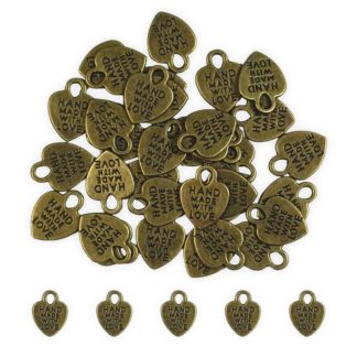 Handmade with Love Hearts Antique Bronze - Mini Metal Charms