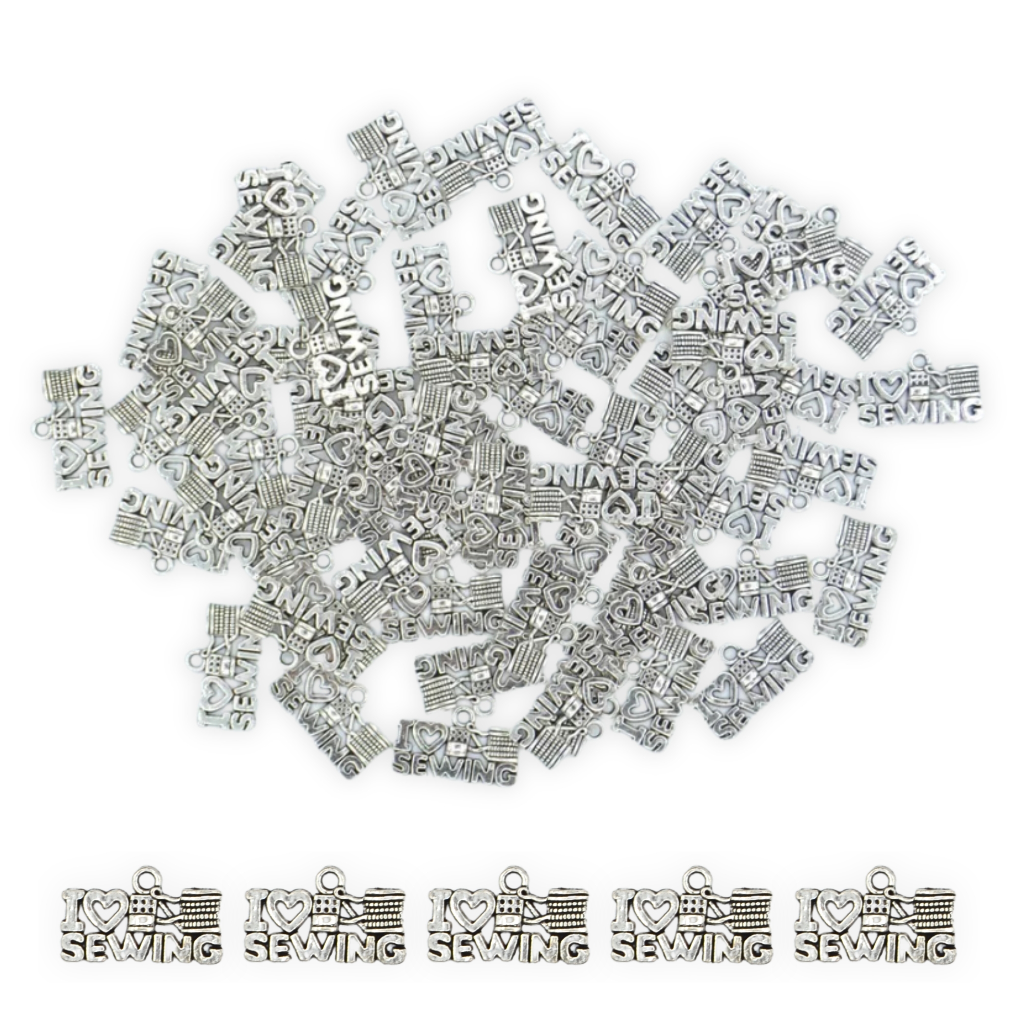 I Love Sewing Silver - Mini Metal Charms