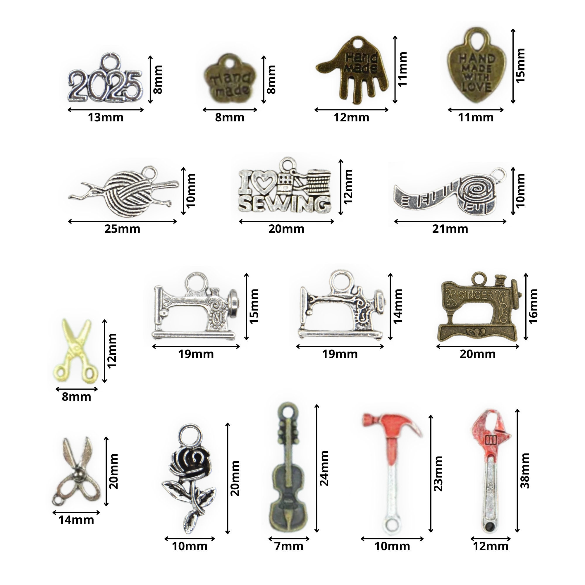 Measuring Tape Silver - Mini Metal Charms - Image 2