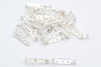 Silver Brooch Pins - 27mm x 5mm - Roll Bar Catch - 3 Holes
