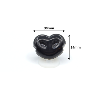 30mm x 24mm Black Animal Noses with Plastic Backs