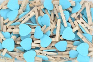 30mm Light Blue Heart Pegs