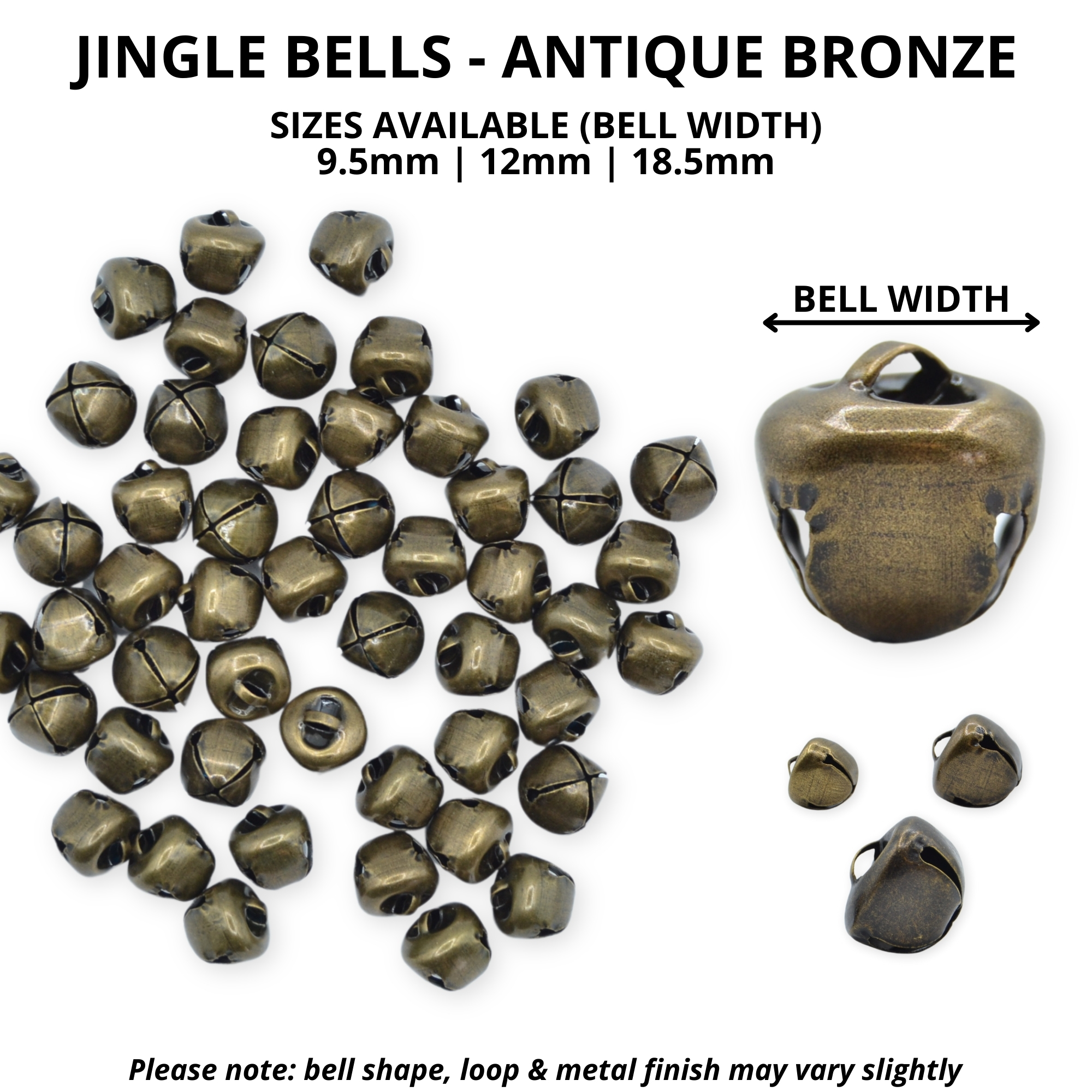 12mm Antique Bronze Jingle Bells - Image 2