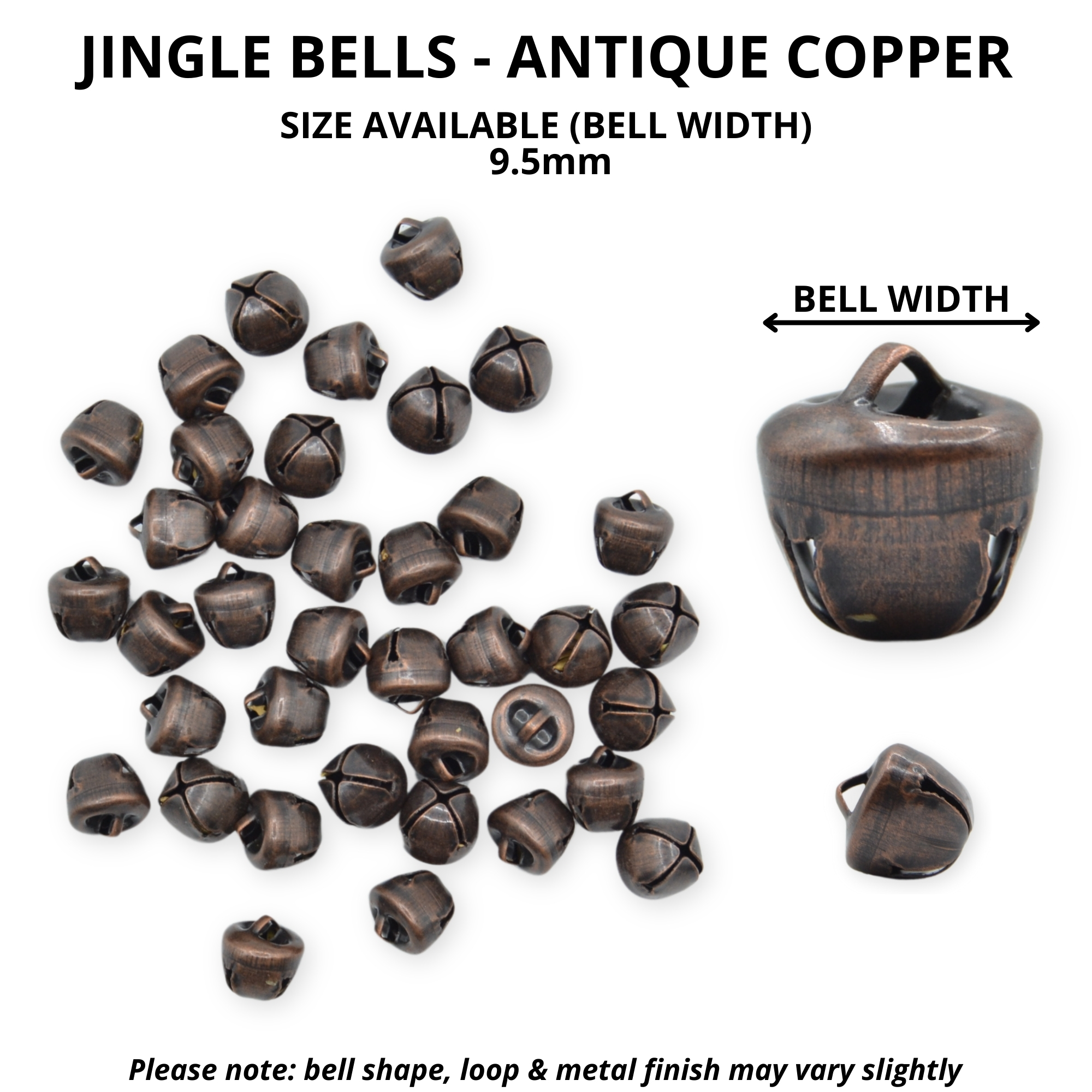 9.5mm Antique Copper Jingle Bells - Image 2