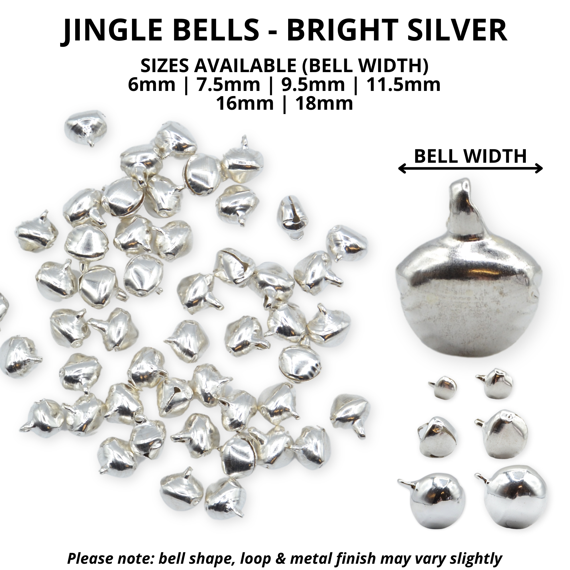 6mm Bright Silver Jingle Bells - Image 2