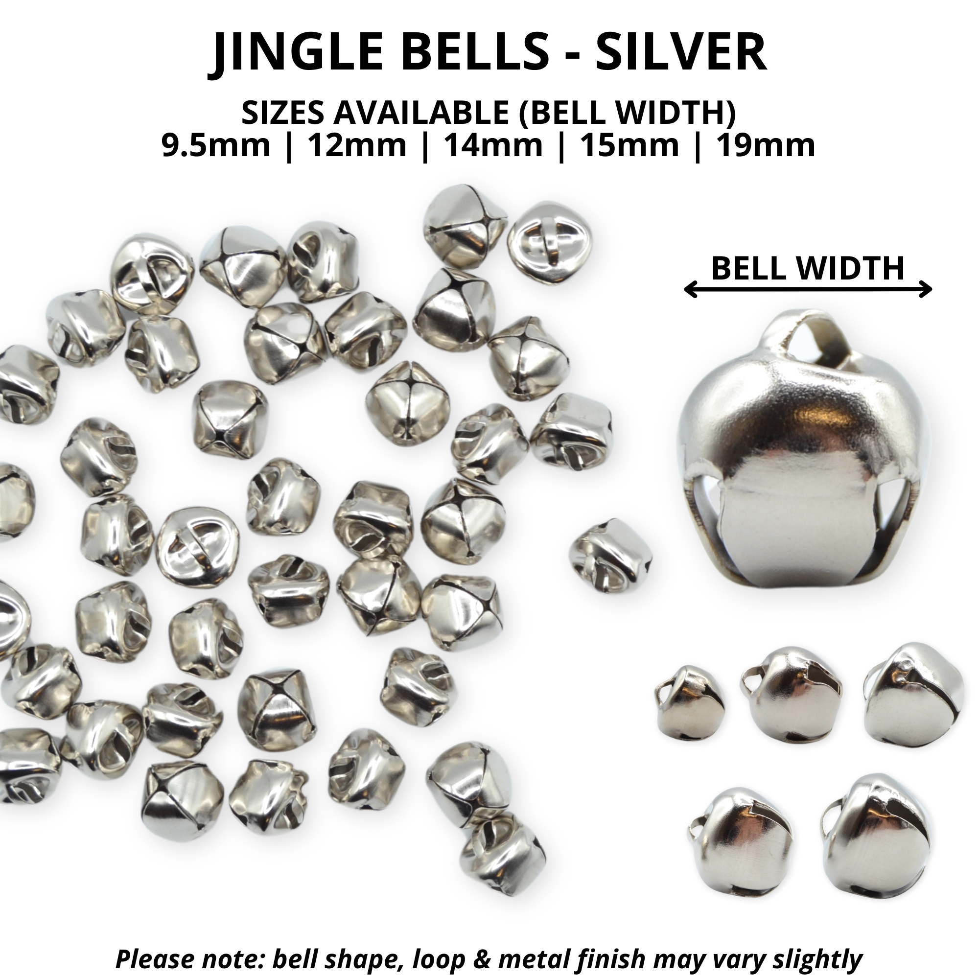 9.5mm Silver Jingle Bells - Image 2