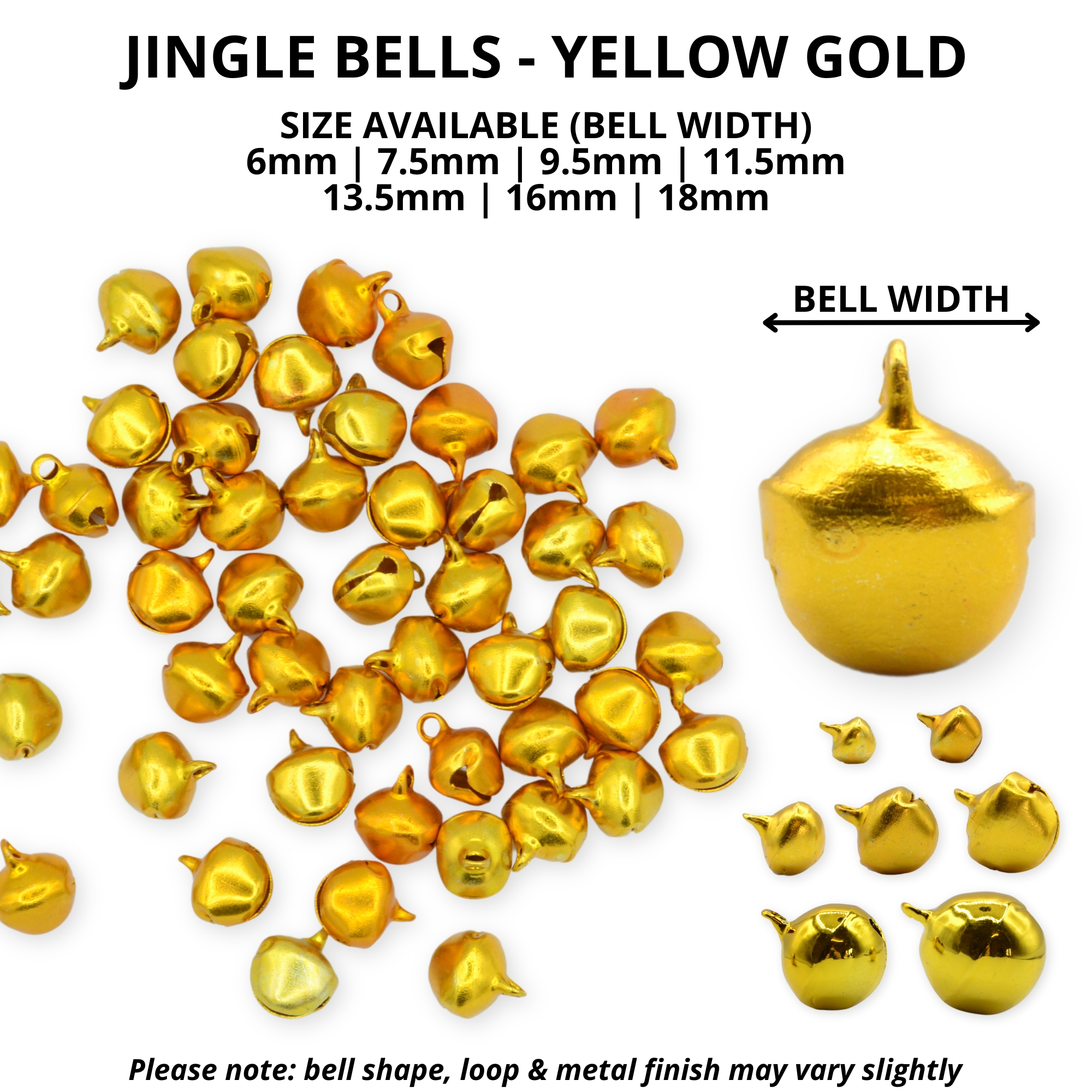6mm Yellow Gold Jingle Bells - Image 2