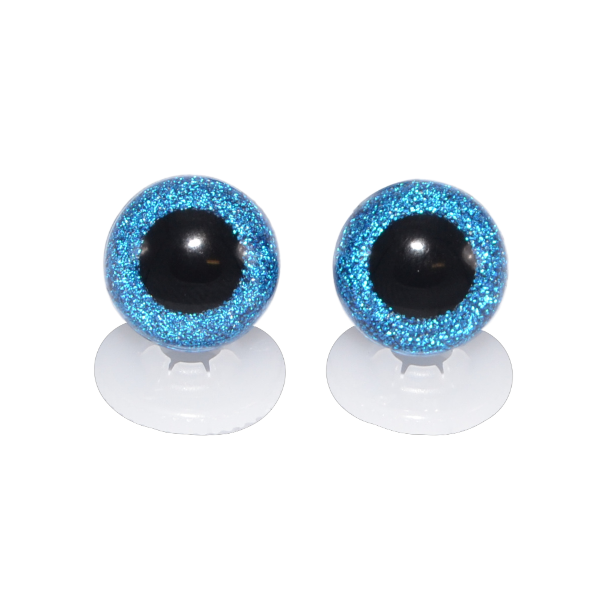 18mm Blue Glitter Eyes - Screw Type with Plastic Backs - Image 2