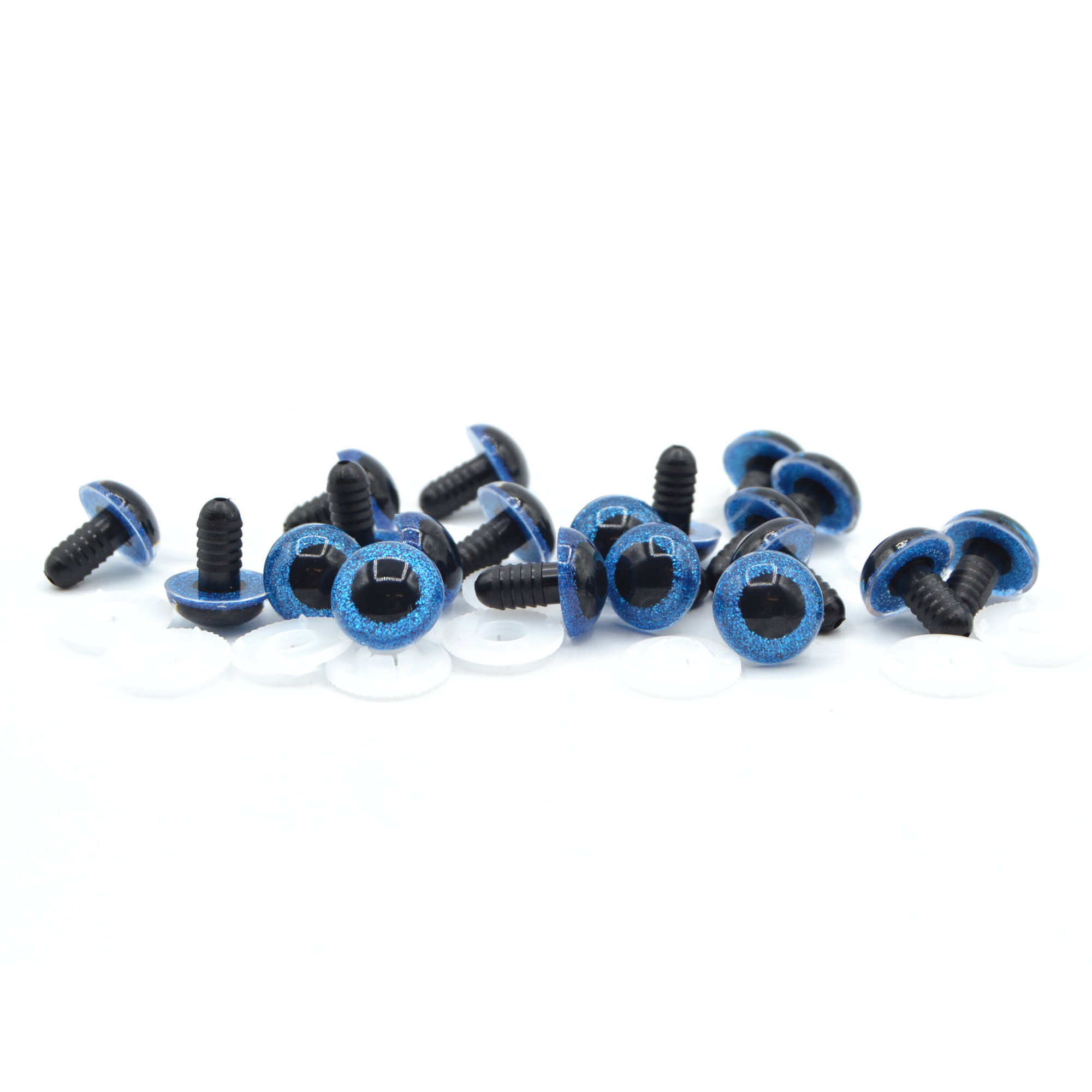 18mm Blue Glitter Eyes - Screw Type with Plastic Backs