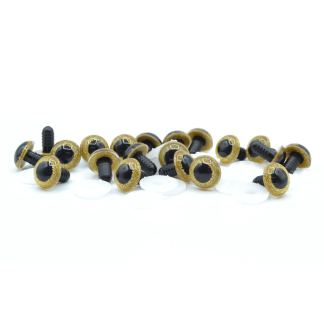10mm Gold Glitter Eyes - Screw Type with Plastic Backs