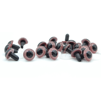 10mm Pink Glitter Eyes - Screw Type with Plastic Backs