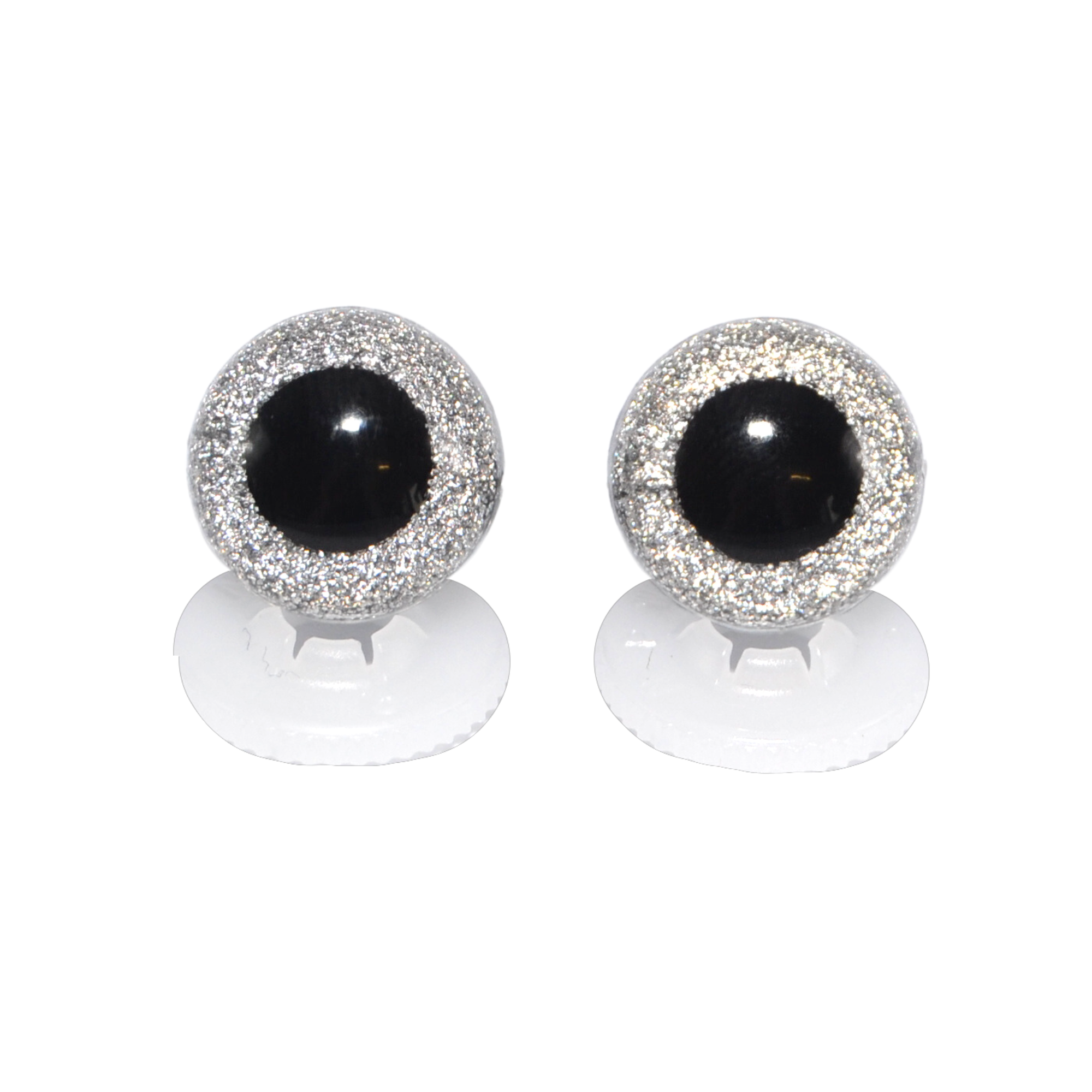15mm Silver Glitter Eyes - Screw Type with Plastic Backs - Image 2