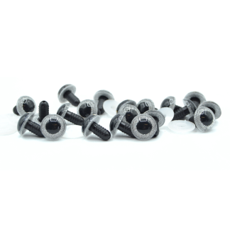 10mm Silver Glitter Eyes - Screw Type with Plastic Backs