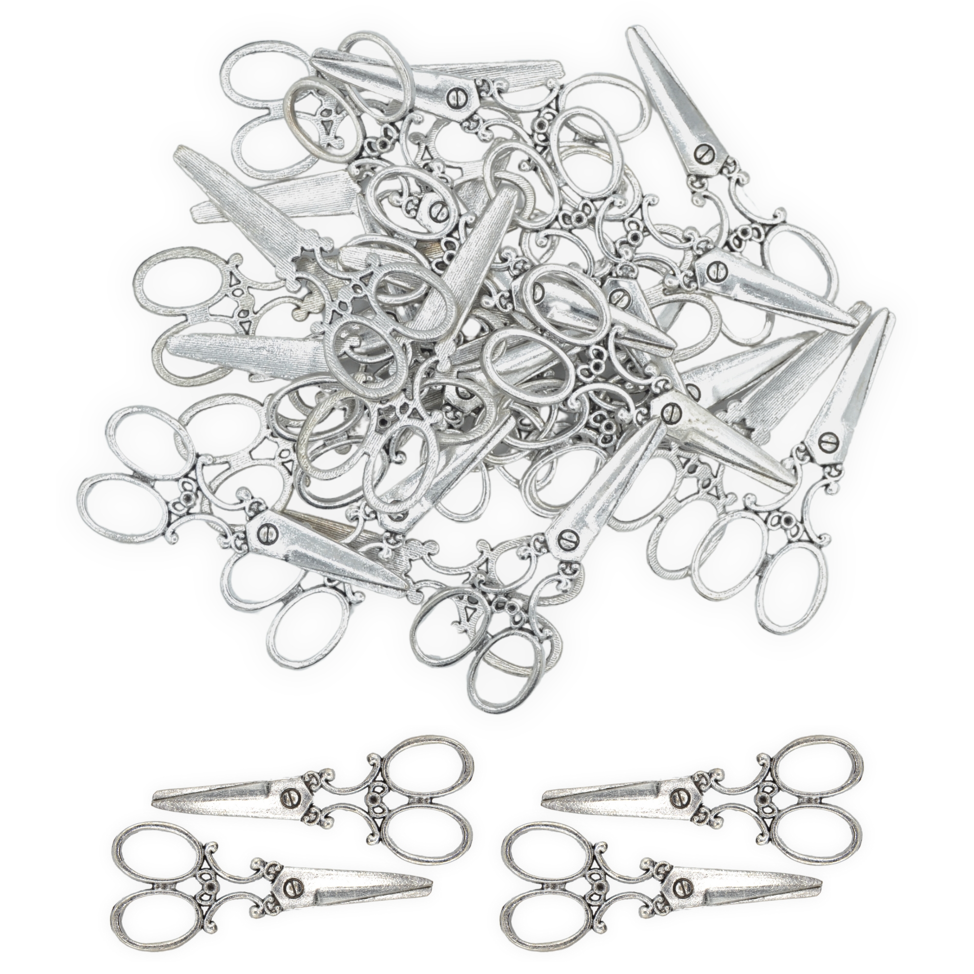 Scissors 60mm Silver - Mini Metal Charms