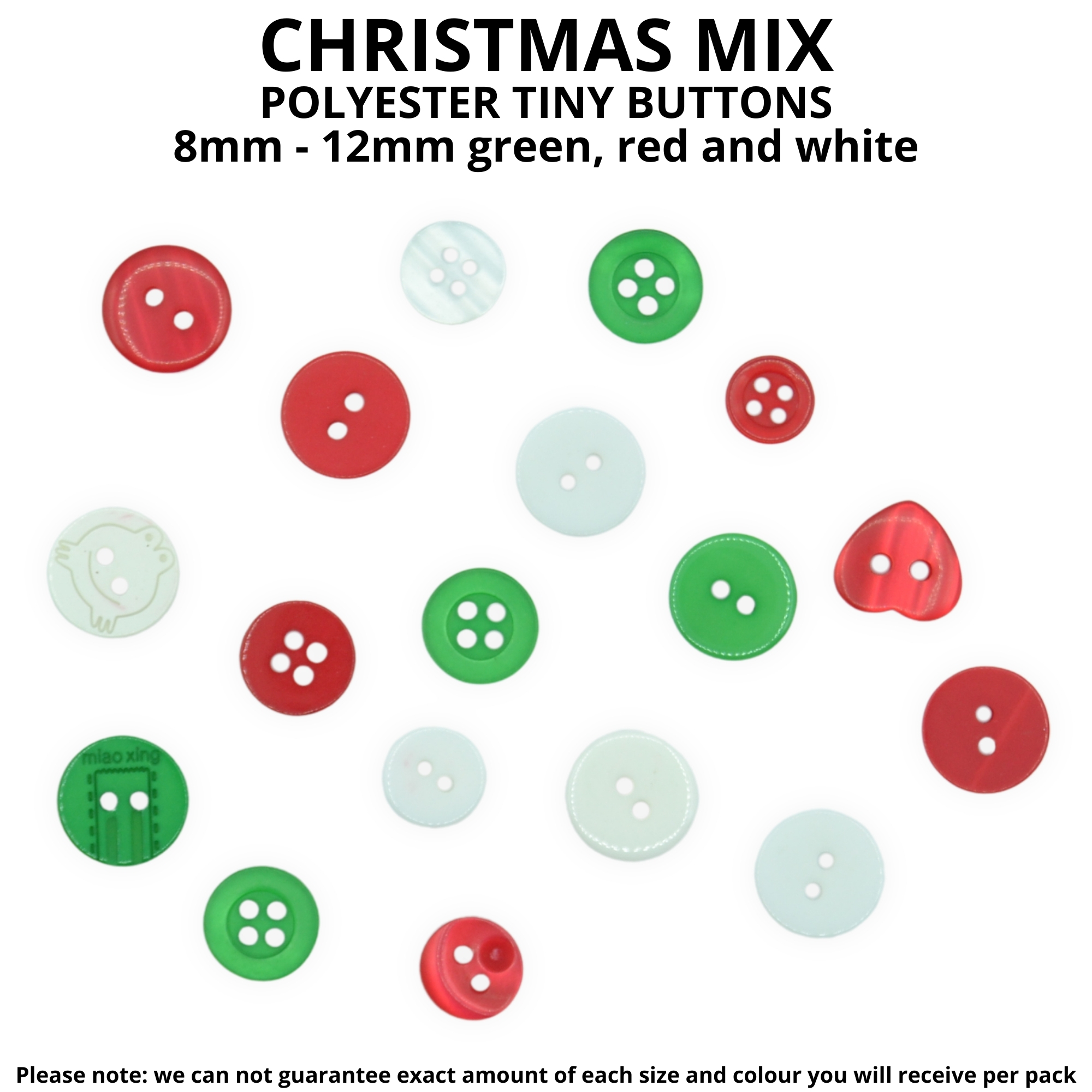 Tiny Christmas Mix Buttons - Mixed Small Sizes - Image 2