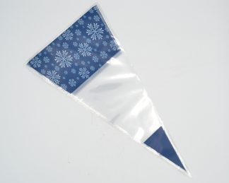 Blue Snowflake - 14.5" x 7" (45 micron) - Cone Cellophane Party Bags