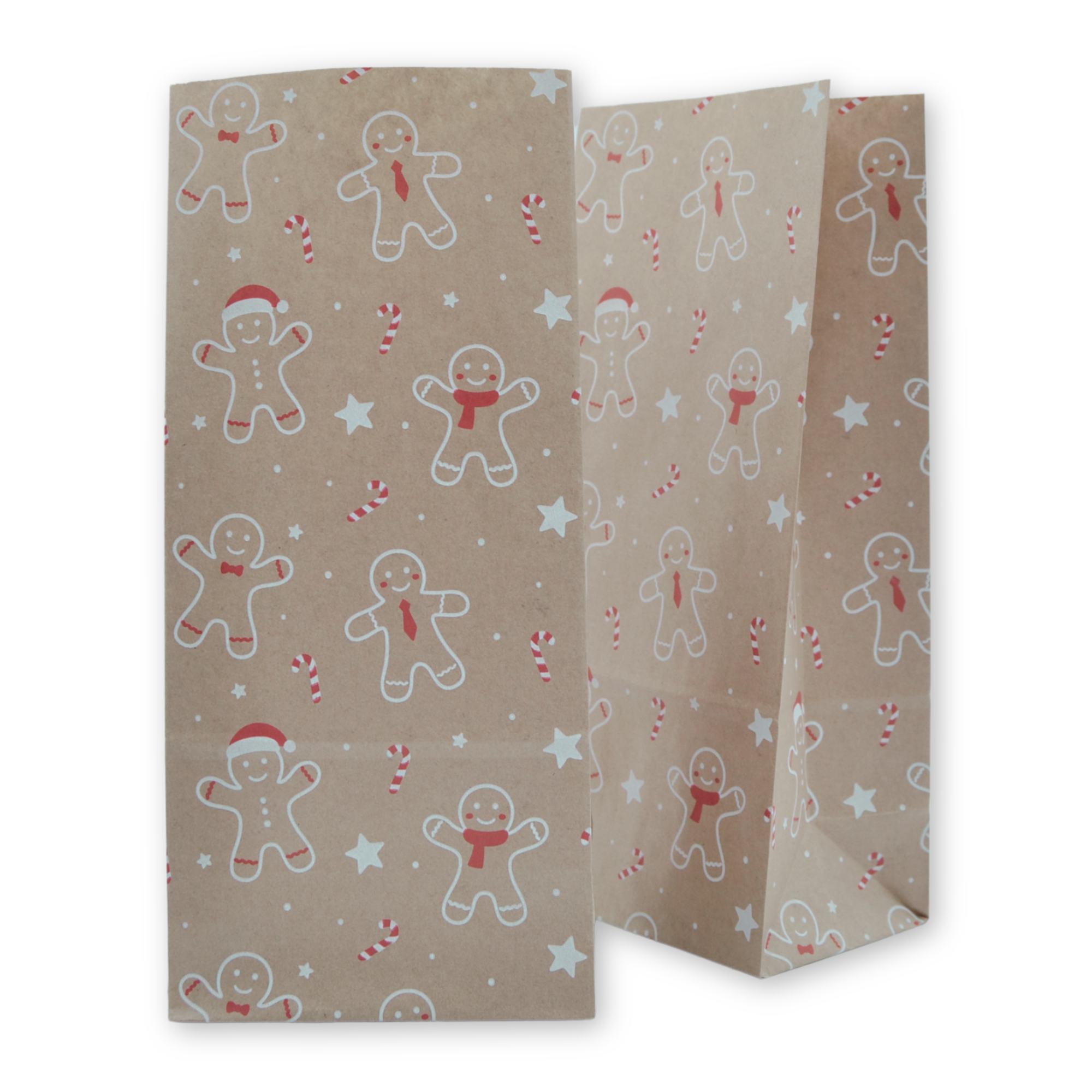 9.5" x 4.25" x 2.75" Gingerbread Block Bottom Paper Party Bags