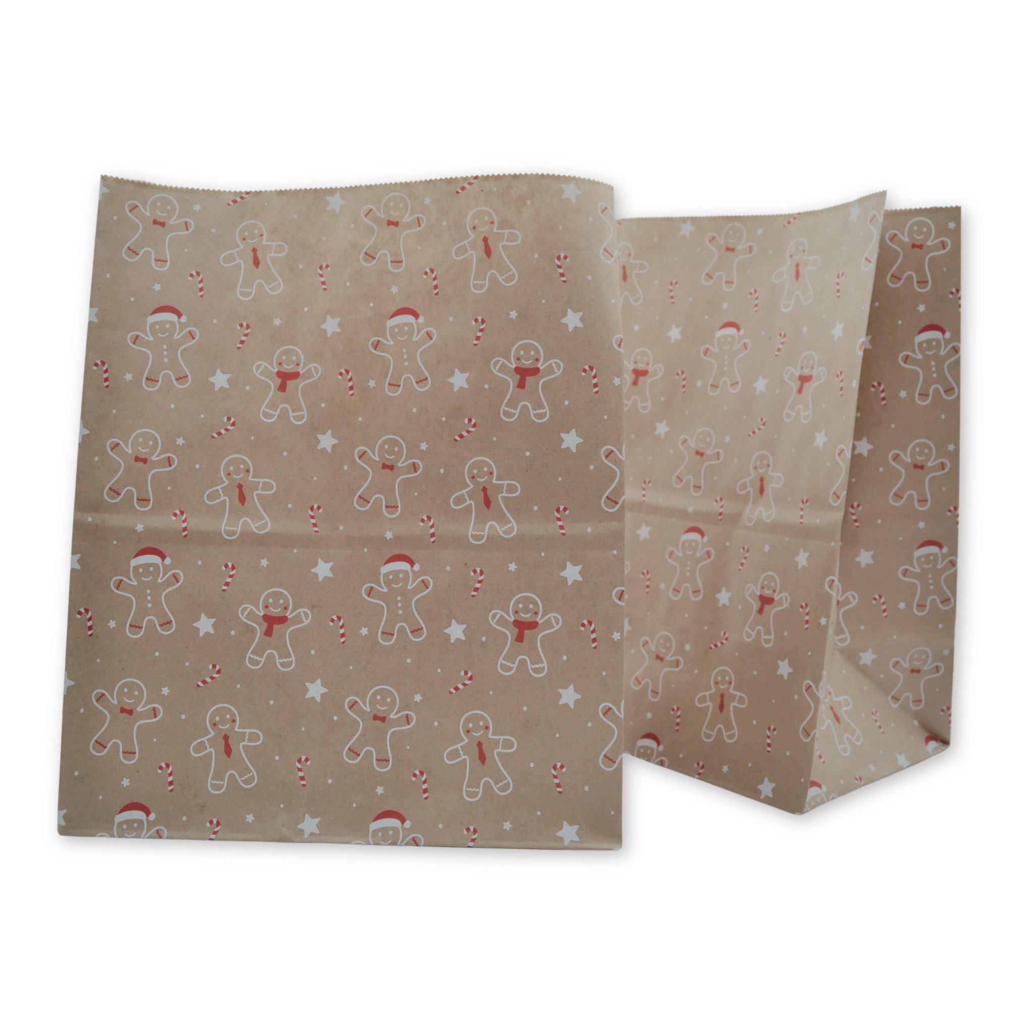 11.75" x 9.75" x 5.5" Gingerbread Block Bottom Paper Party Bags