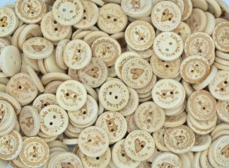 Printed Natural Wooden Buttons - 20mm Handmade with Love - Mixed Designs
