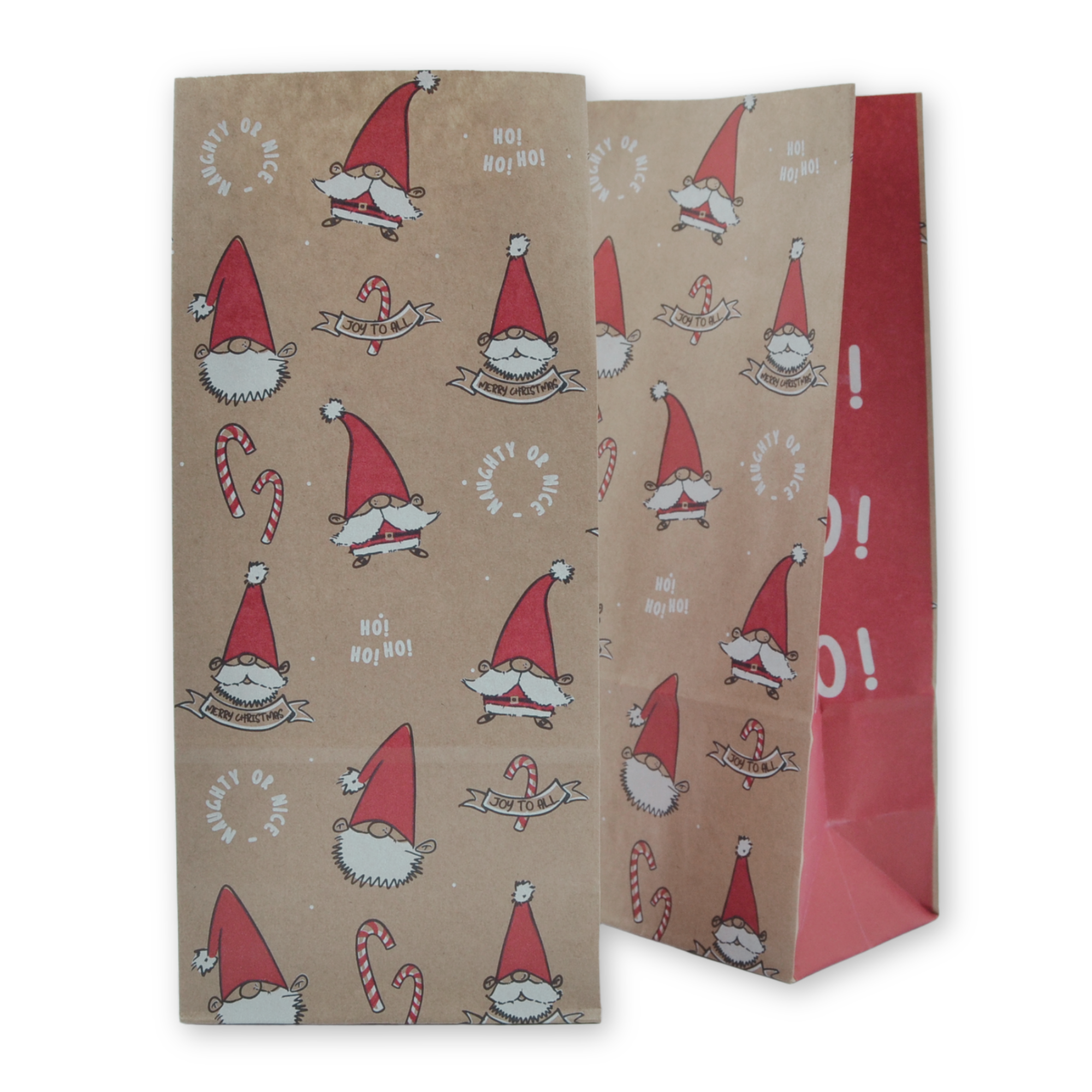 9.5" x 4.25" x 2.75" Smiling Santa Block Bottom Paper Party Bags