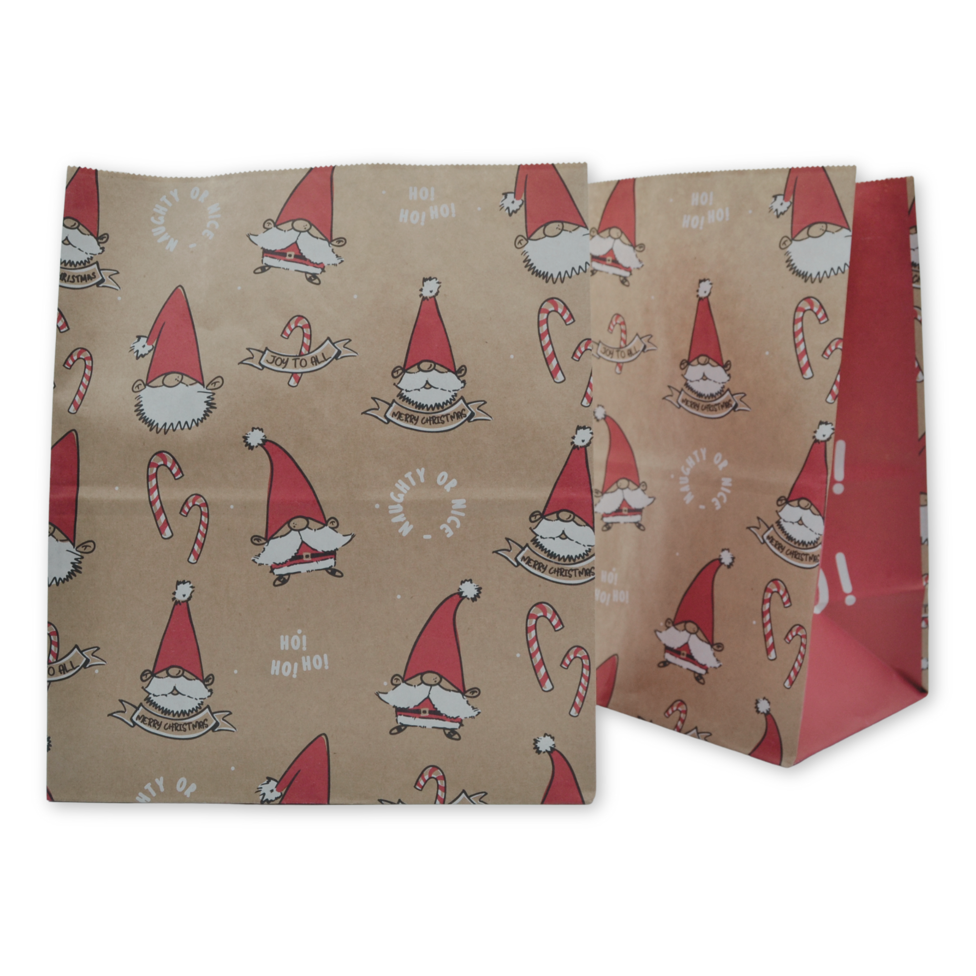 11.75" x 9.75" x 5.5" Smiling Santa Block Bottom Paper Party Bags